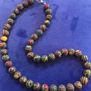 NWOT! Sim. Malachite Multi-Color Bead Necklace